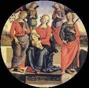 Pietro vannucci called IL perugino, The Virgin and the Nino acompanados for two angeles, Holy Rose and Holy Catalina